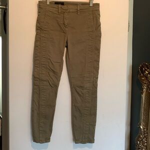 J. Crew Chino Pants 26 Olive Green Seamed Moto Ankle Skinny Stretch Women's